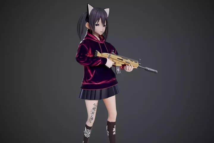 3D Kitty Stylized Toon 3d character