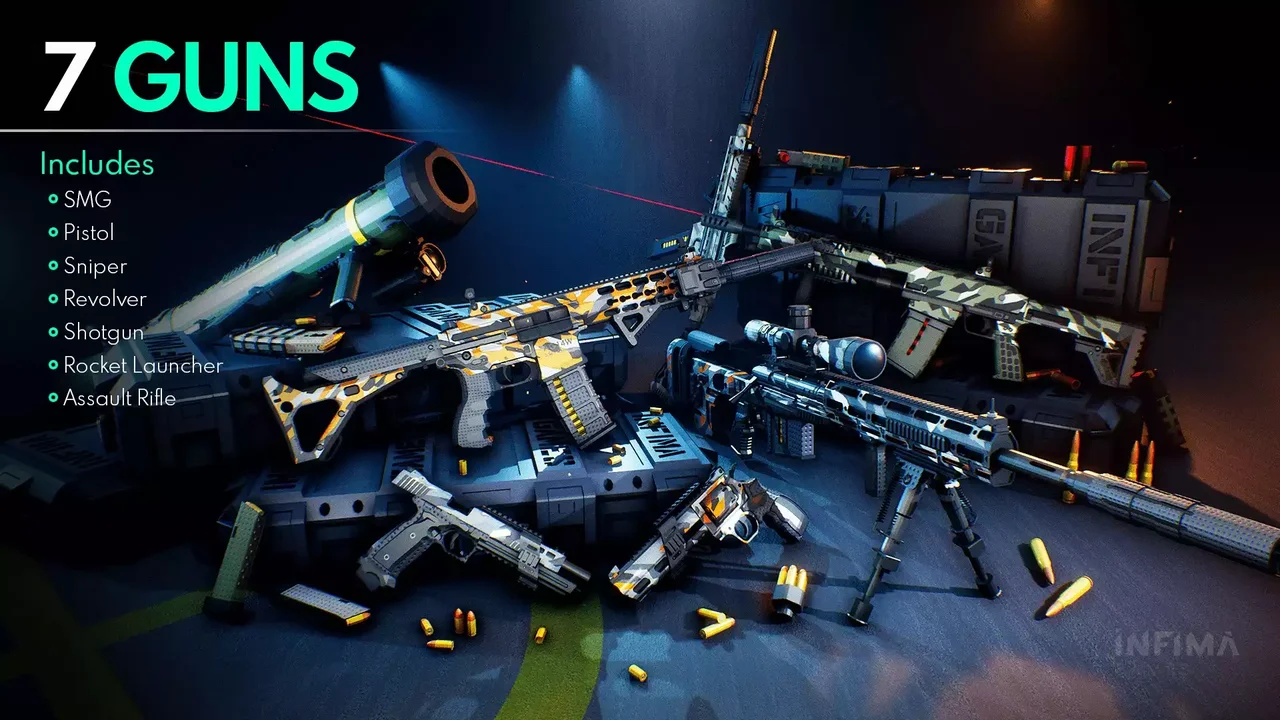 Low Poly Animated — Modern Guns