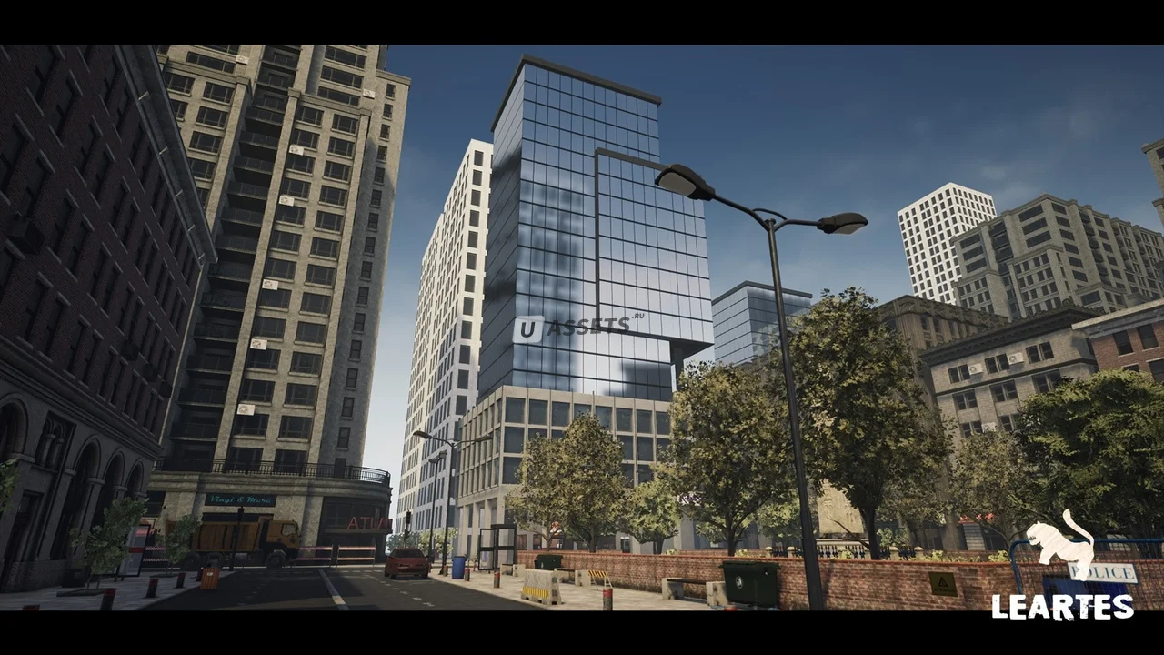 Modern City Downtown with Interiors Megapack