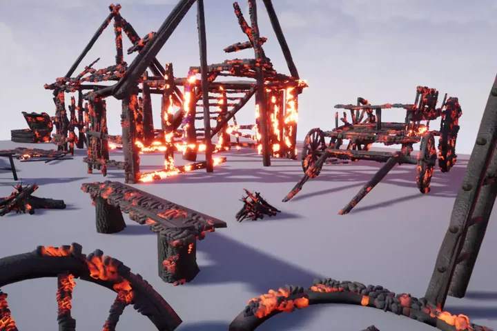 House Burning Wood 26 Customizable Fire Pack II City Burning
