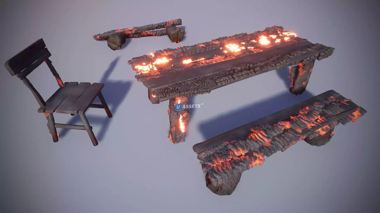 House Burning Wood 26 Customizable Fire Pack II City Burning