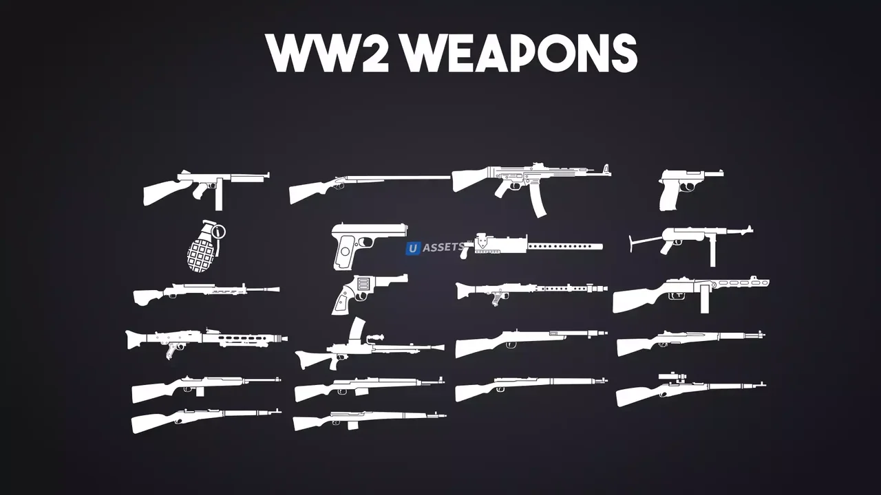 Weapon Icons - (WW1, WW2, Modern) Handcrafted - 2K