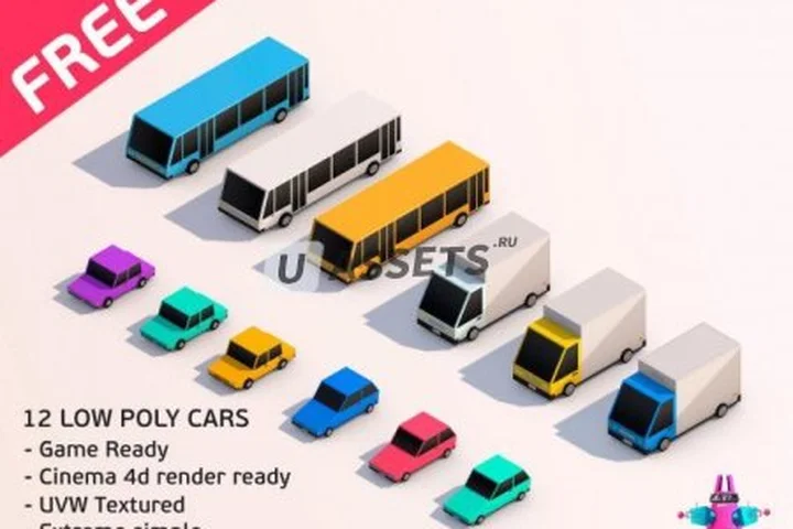 Cartoon Low Poly City Cars Pack