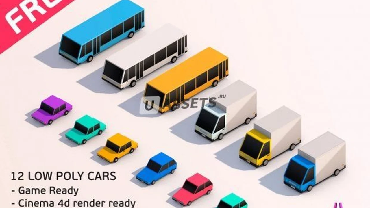 Cartoon Low Poly City Cars Pack