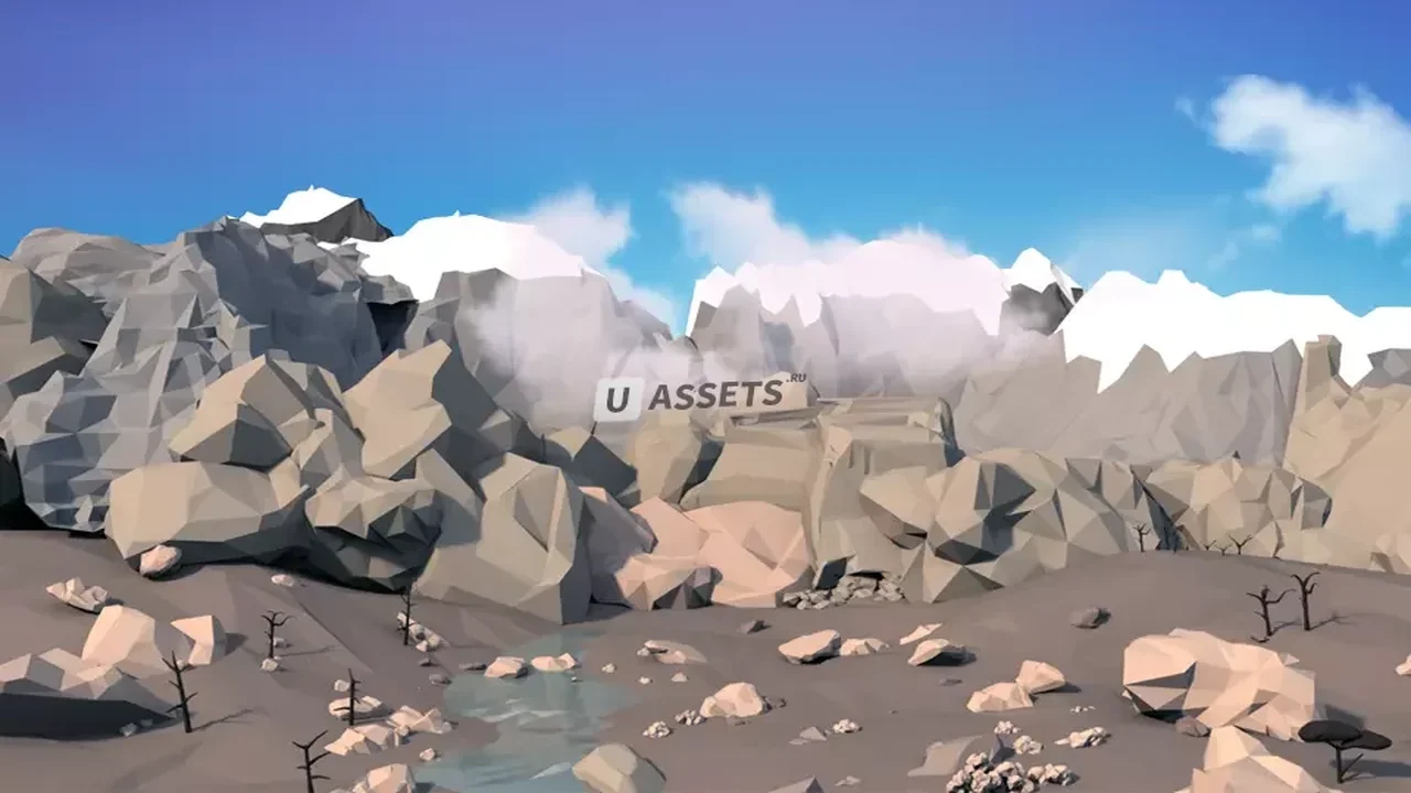 Low Poly Style Mountains Environment