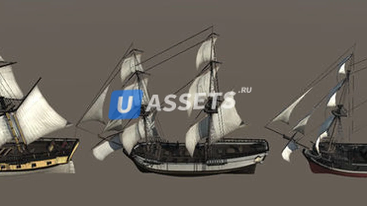 Low/Mid Poly Brig Ship Pack