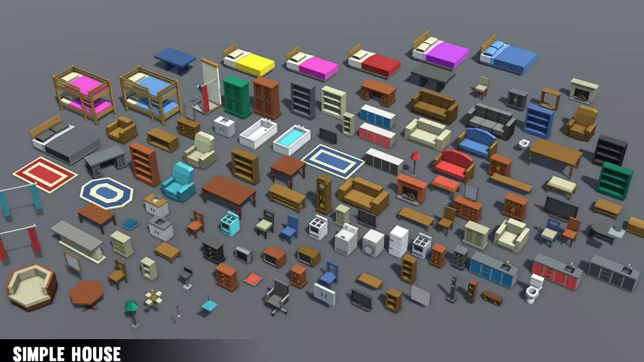 Simple House Interiors - Cartoon assets