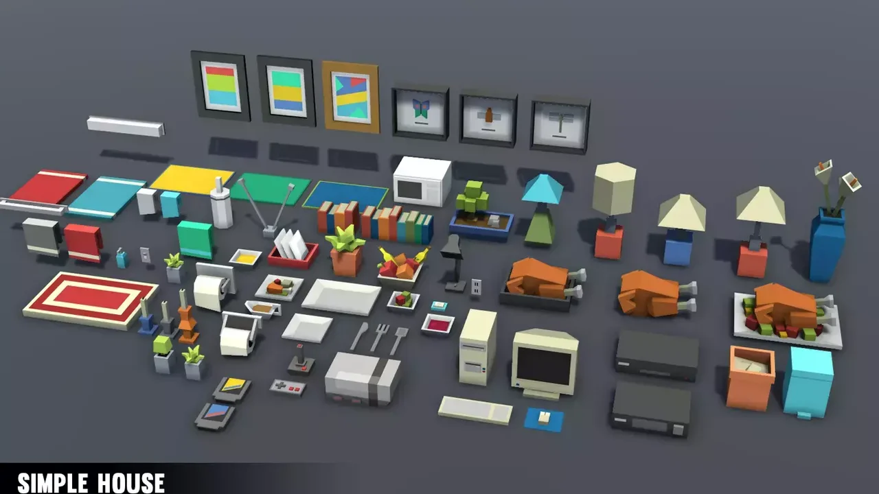 Simple House Interiors - Cartoon assets