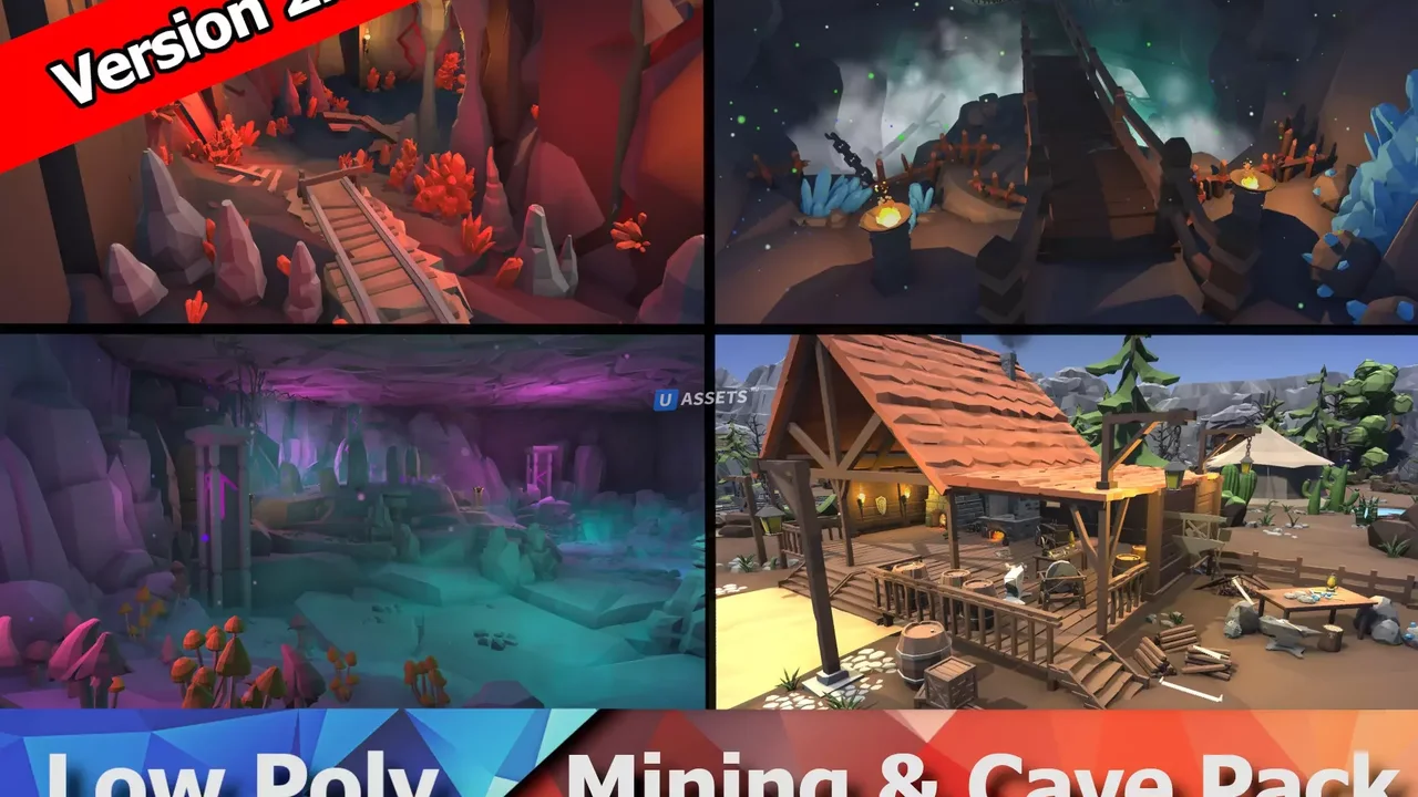 Ultimate Low Poly Mining, Cave & Blacksmith Pack - Ores, Gems, Props, Tools