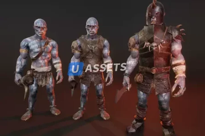 PBR Blue Orc Animated Characters Pack