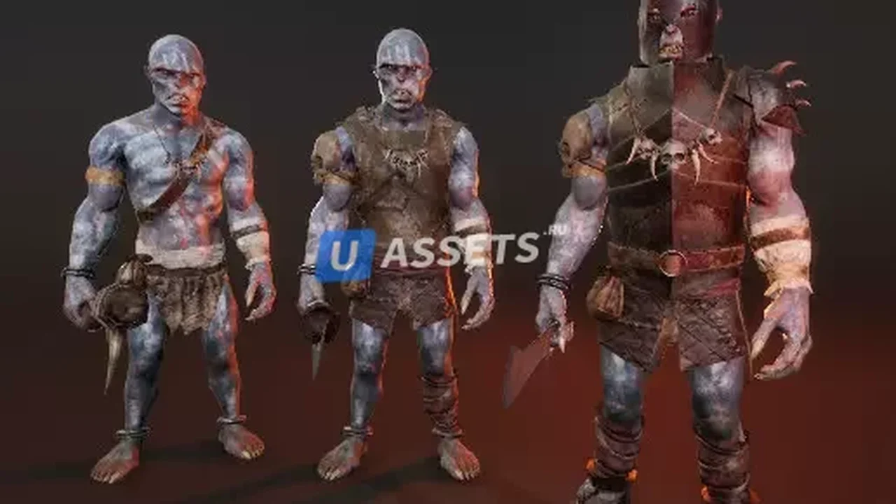 PBR Blue Orc Animated Characters Pack
