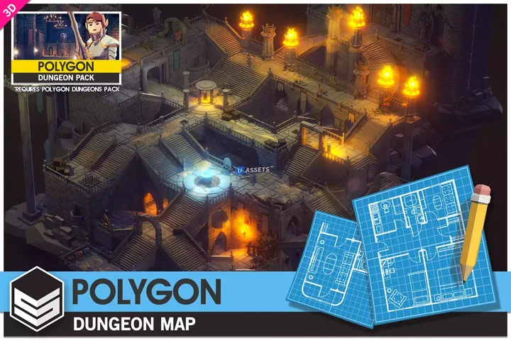 POLYGON Dungeons Map - Low Poly 3D Art by Synty