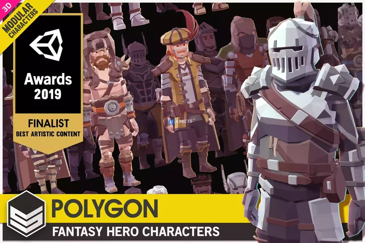 POLYGON Modular Fantasy Hero Characters - Low Poly 3D Art by Synty