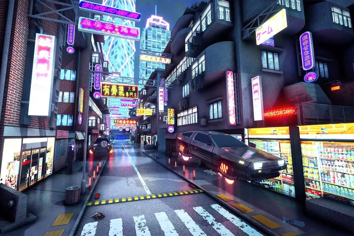 CyberPunk City. VR and Mobile