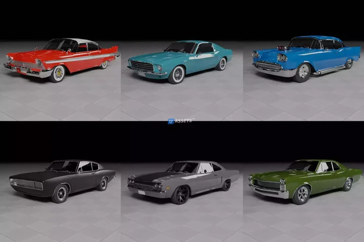 50s, 60s and 70s Car Pack (6 Cars)