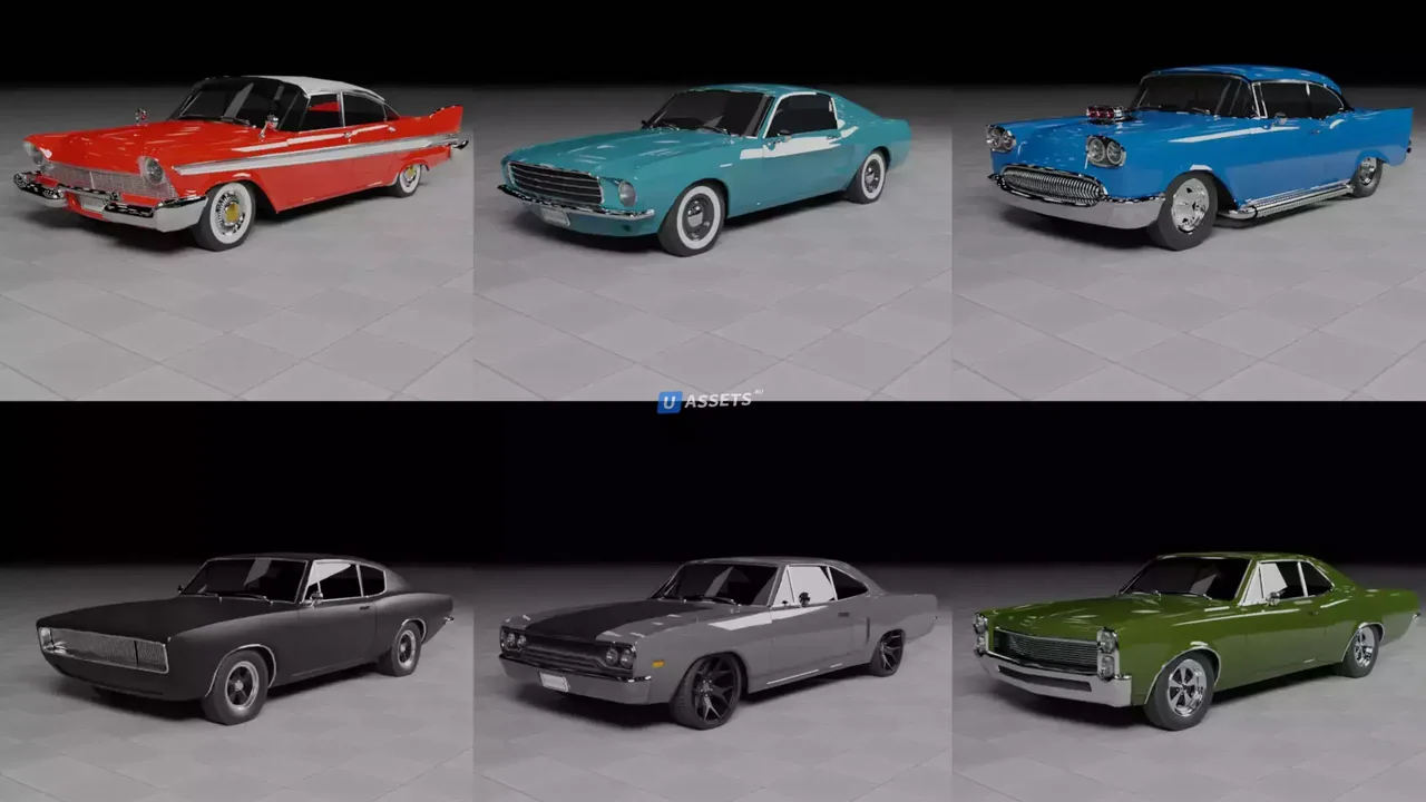 50s, 60s and 70s Car Pack (6 Cars)