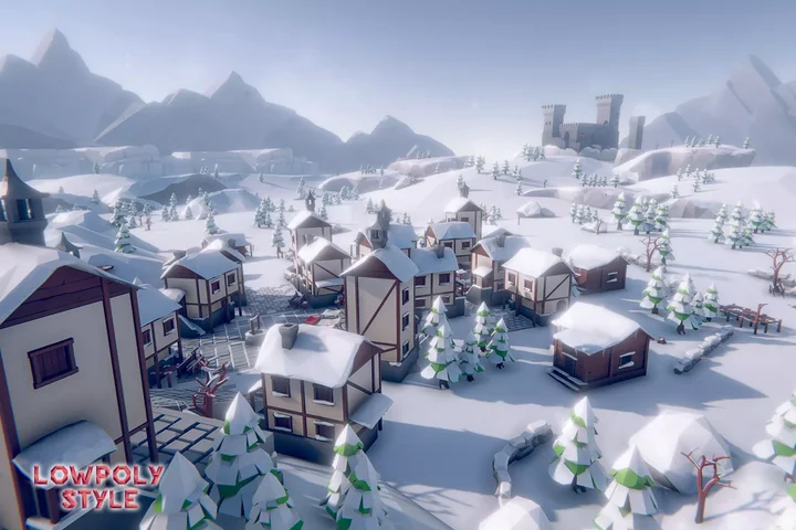 Lowpoly Style Winter Environment