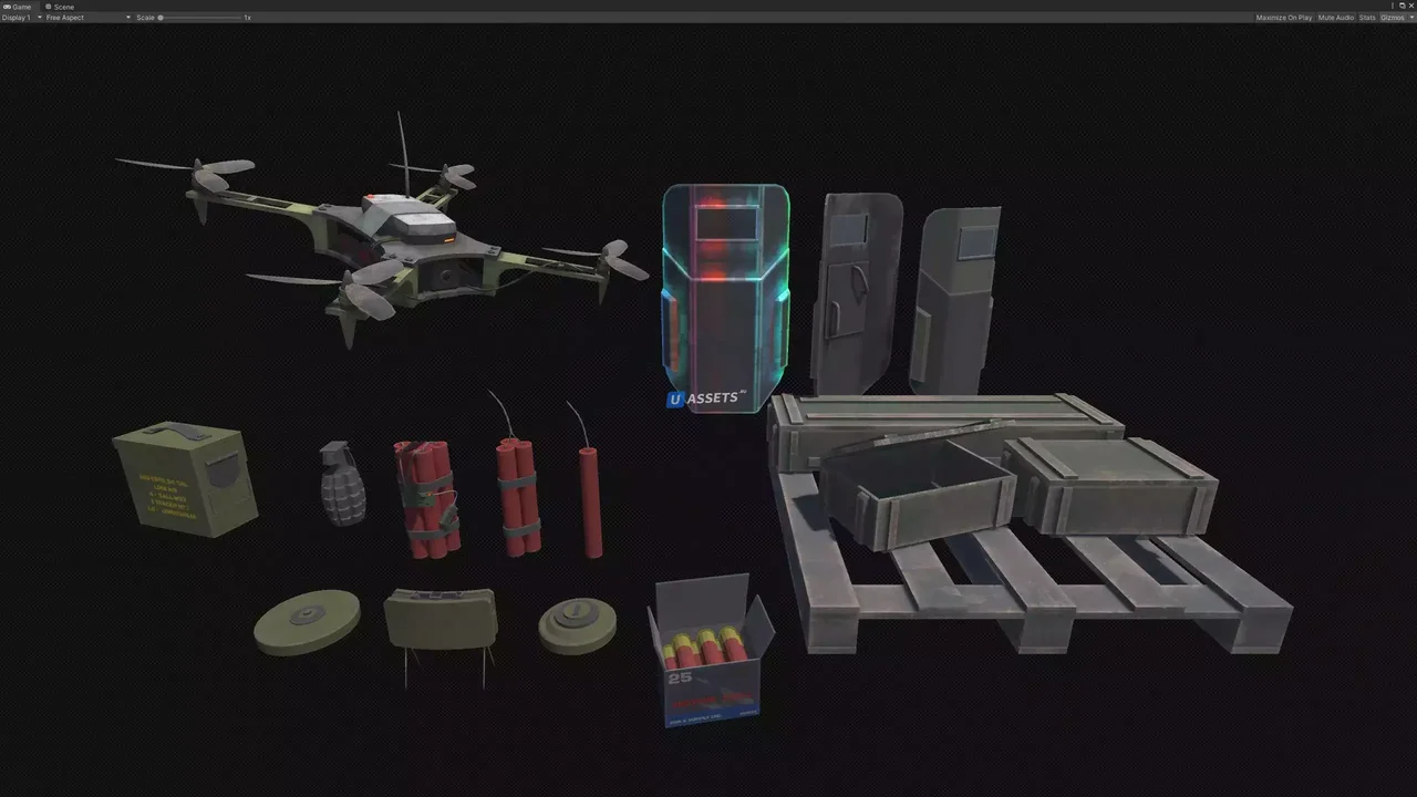 Modern Low poly Guns And Weapons
