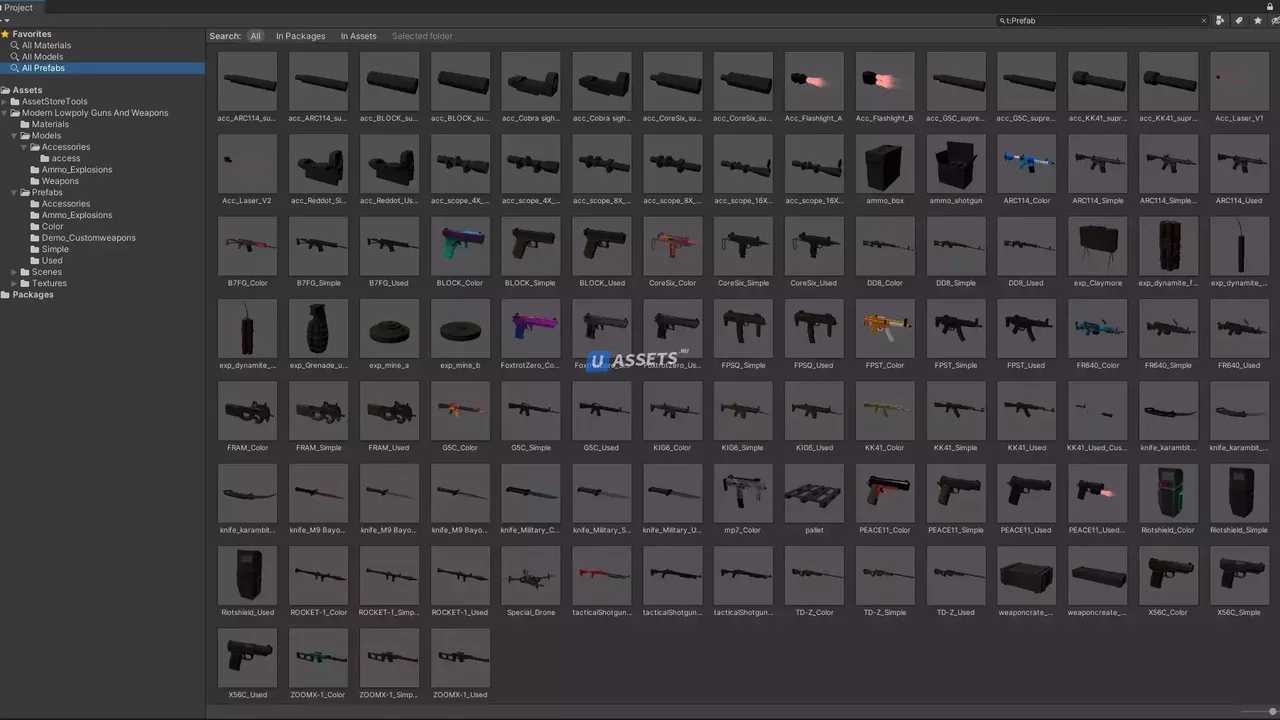 Modern Low poly Guns And Weapons
