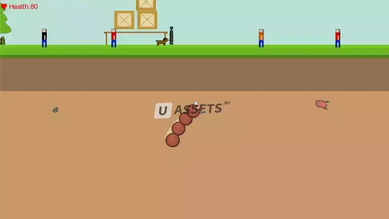 2D Side Scrolling - Giant Monster Worm Survival KIT