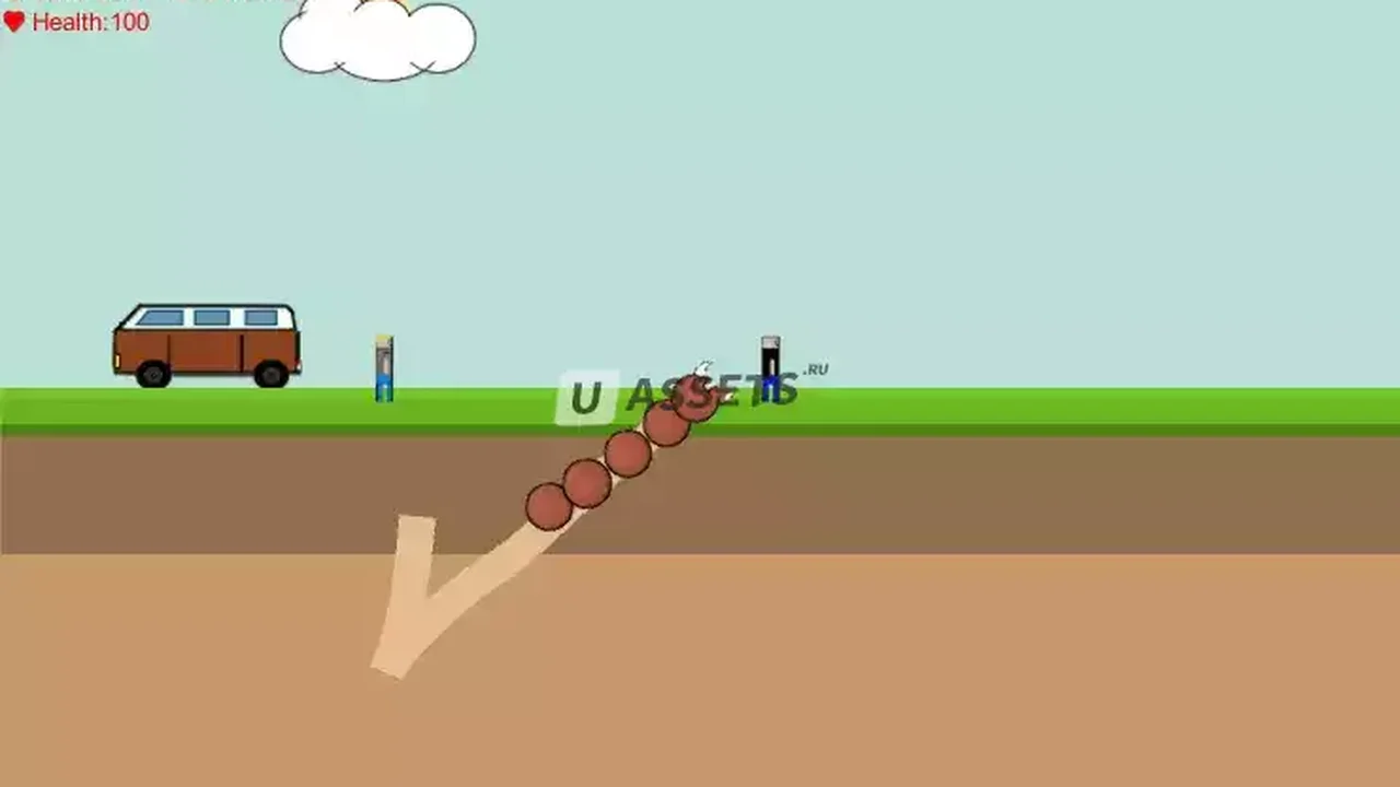 2D Side Scrolling - Giant Monster Worm Survival KIT