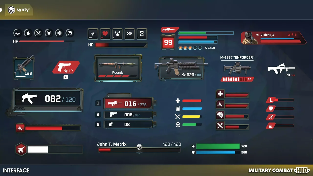 Military Combat HUD - Synty INTERFACE - GUI