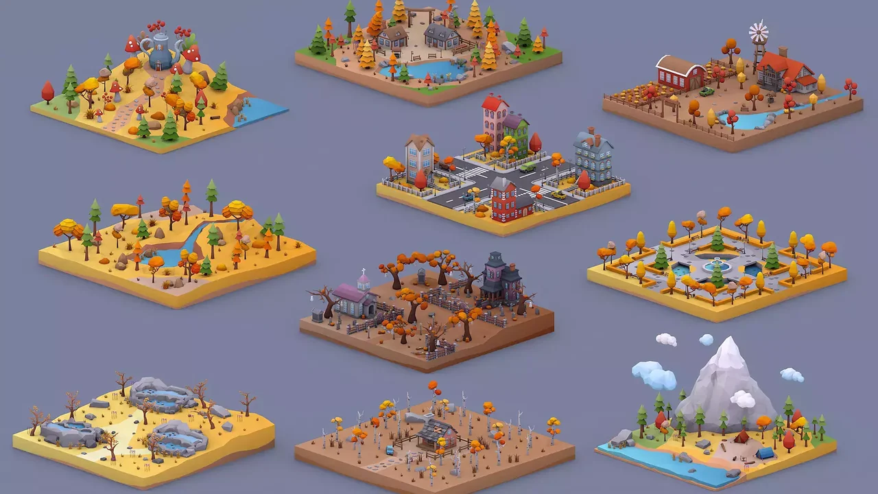 Low Poly Autumn Locations Pack