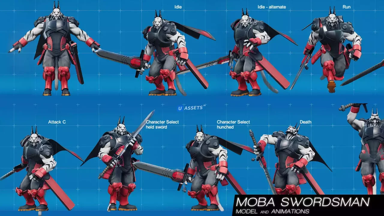 MOBA Swordsman - model animations v1.0