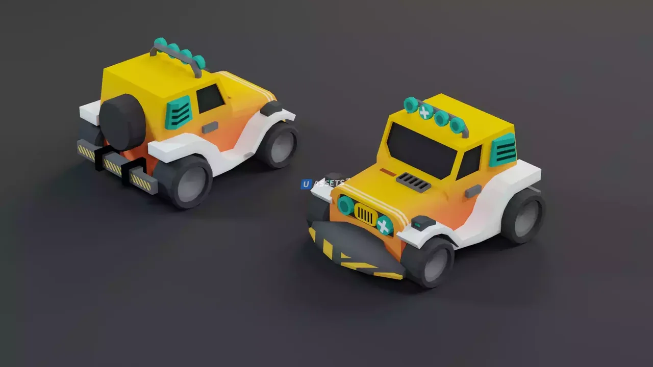 Low Poly Tiny Cartoon Racing Cars Asset Pack