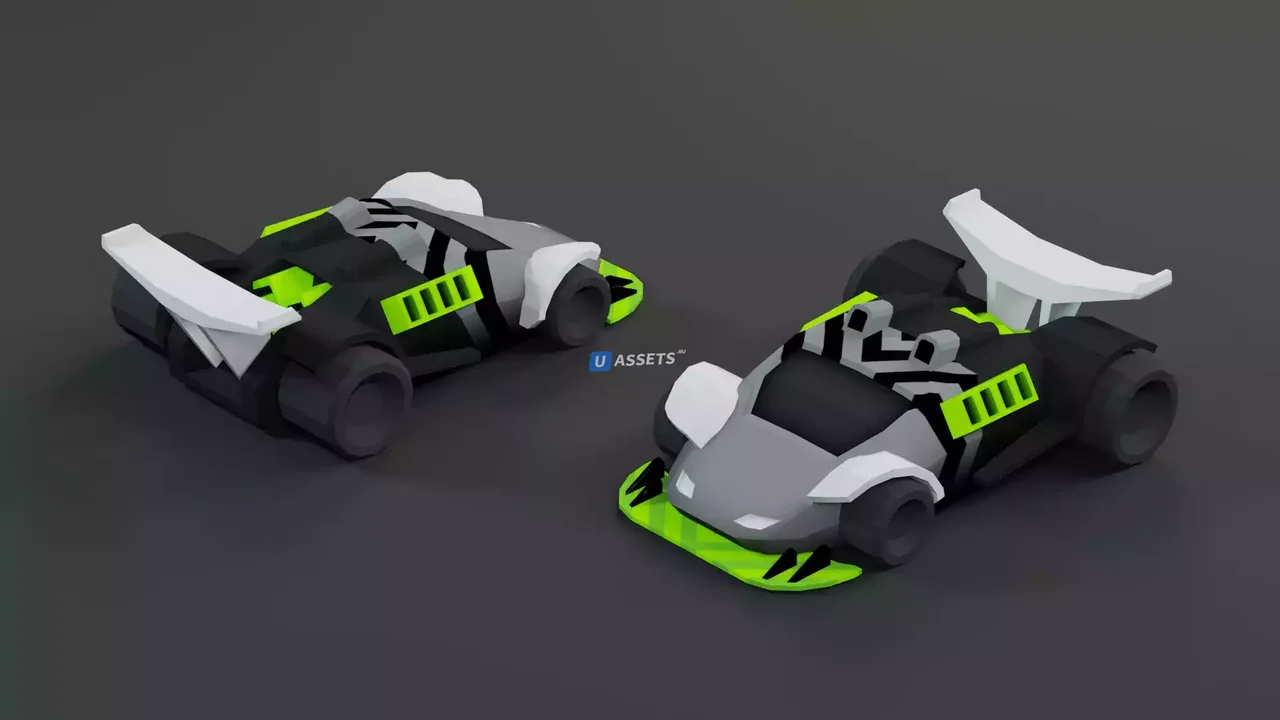 Low Poly Tiny Cartoon Racing Cars Asset Pack