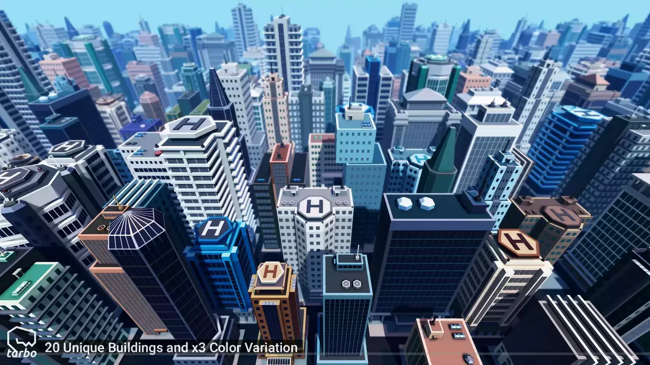 City Skyscrapers Pack - Low Poly 3D Art
