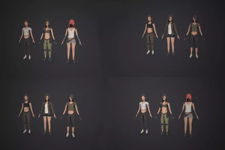 LOW POLY CHARACTERS CUSTOMIZABLE/MODULAR ( MALE AND FEMALE )