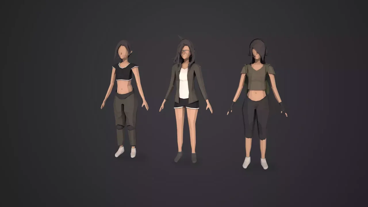 LOW POLY CHARACTERS CUSTOMIZABLE/MODULAR ( MALE AND FEMALE )