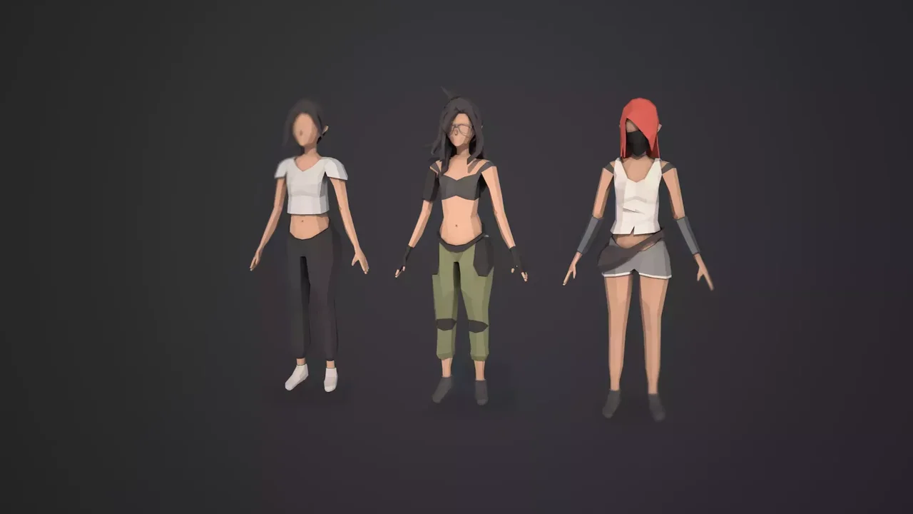 LOW POLY CHARACTERS CUSTOMIZABLE/MODULAR ( MALE AND FEMALE )