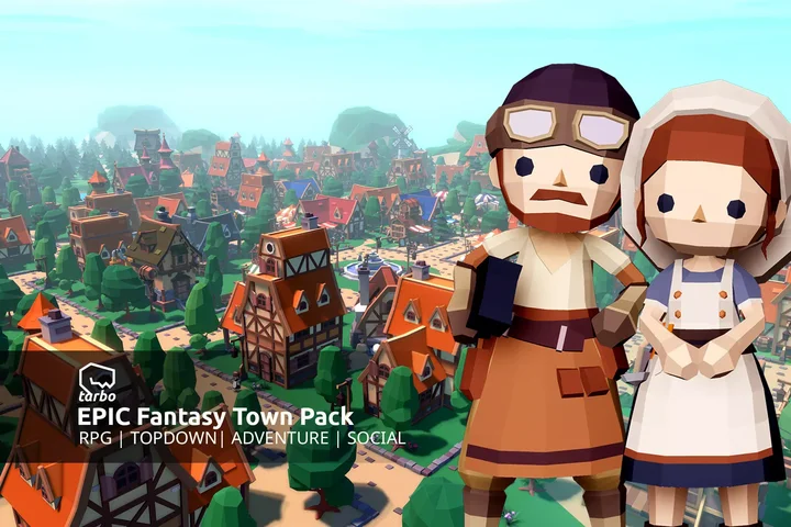 EPIC Fantasy Town - Low Poly 3D Art