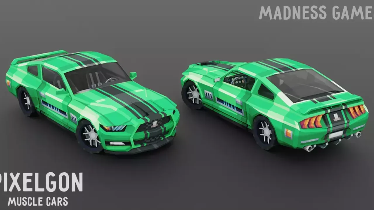 PIXELGON Muscle Cars Pack - Low Poly Pixel Art 3D