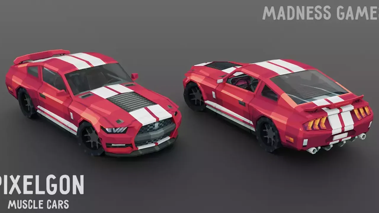 PIXELGON Muscle Cars Pack - Low Poly Pixel Art 3D