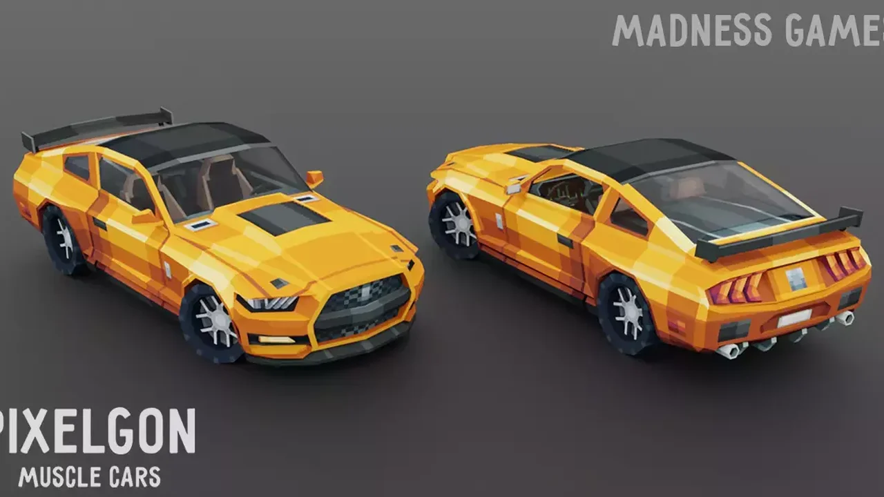 PIXELGON Muscle Cars Pack - Low Poly Pixel Art 3D