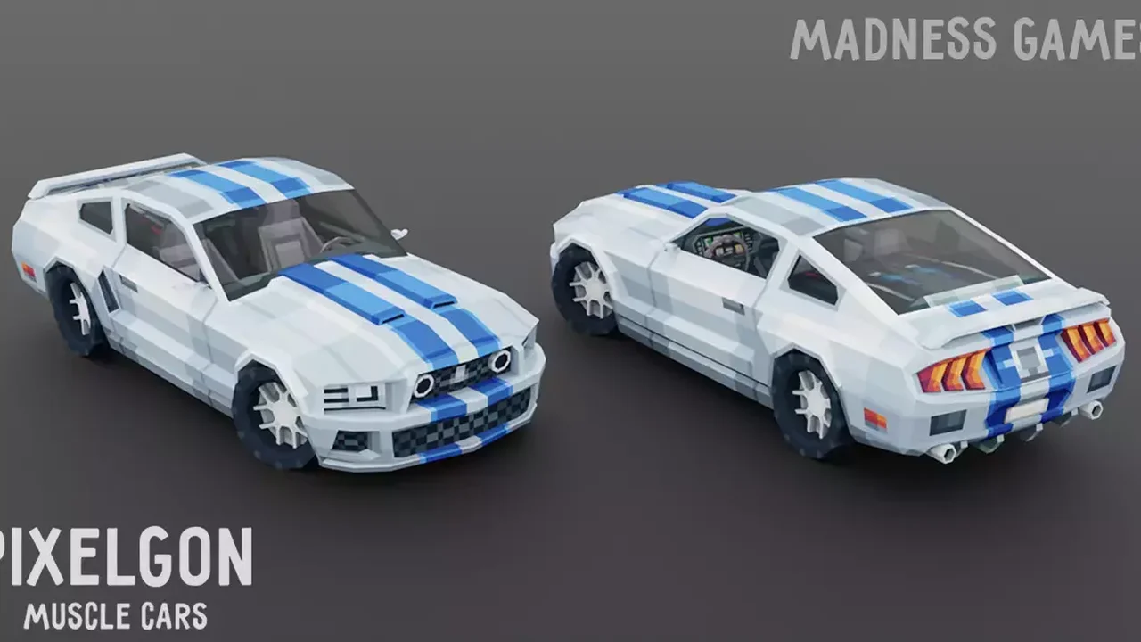 PIXELGON Muscle Cars Pack - Low Poly Pixel Art 3D