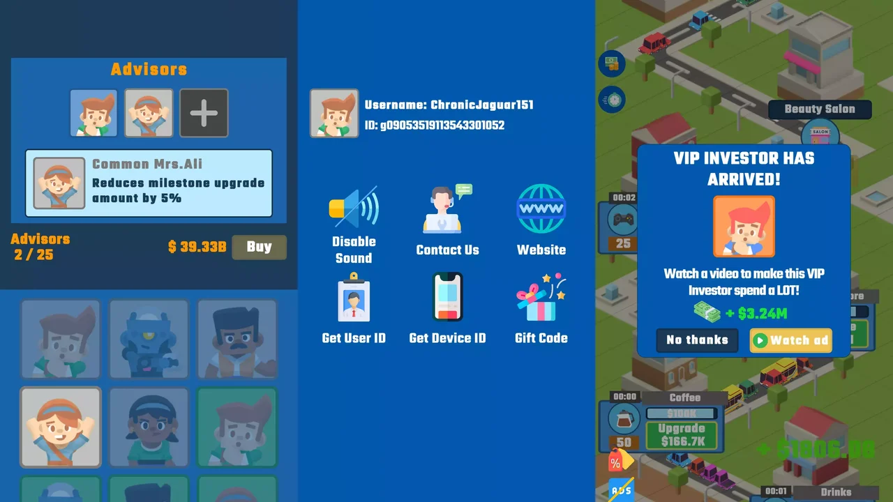 Idle Business Manager Game (Tycoon Template)