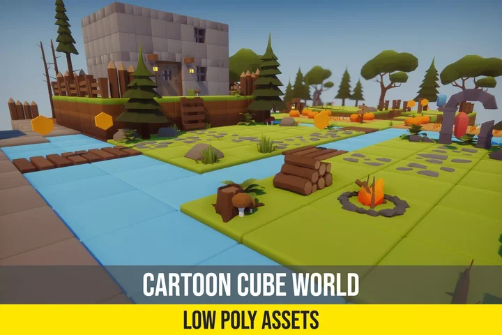 Cartoon Low Poly Cube World