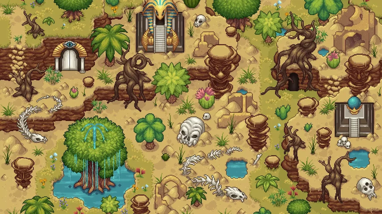 Desert Tileset Top Down Pixel Art