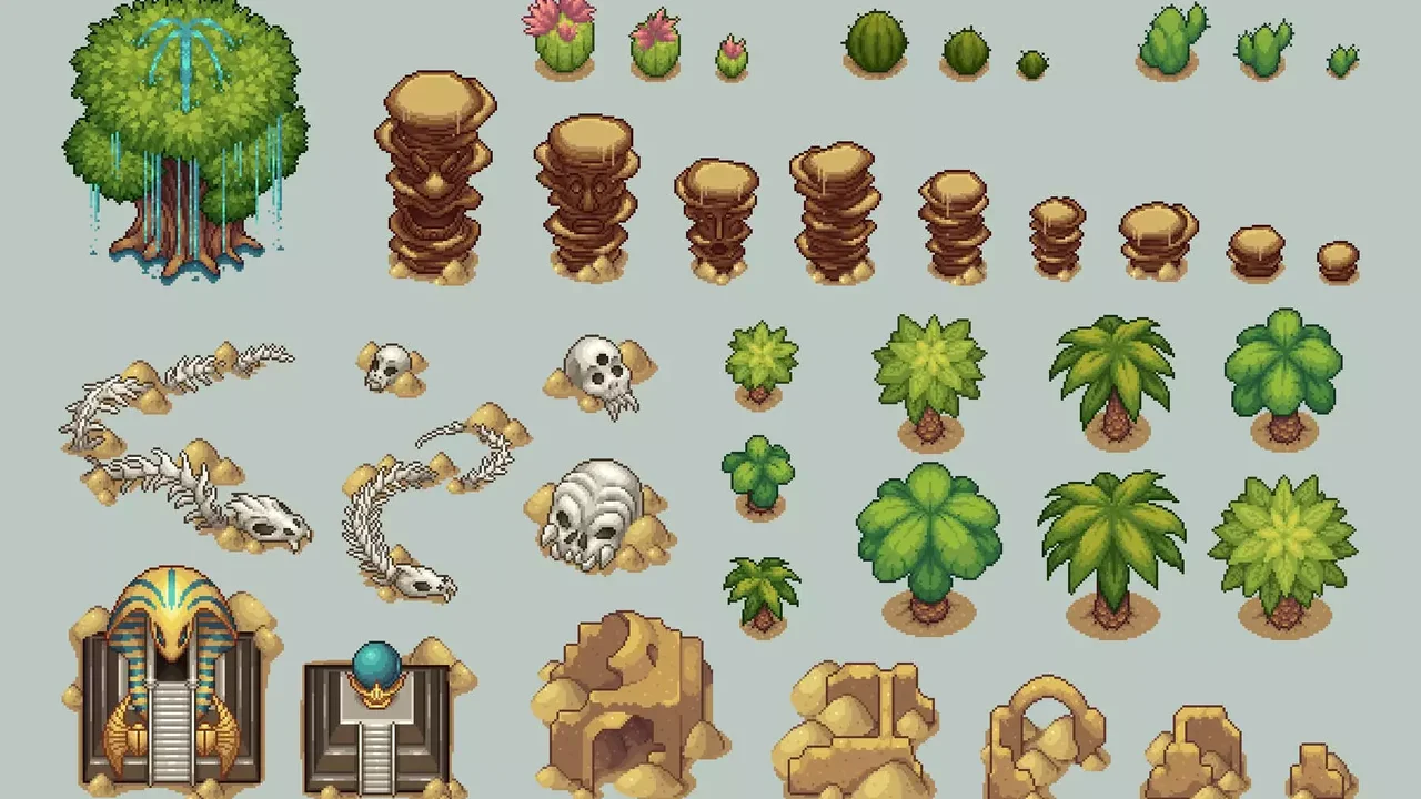 Desert Tileset Top Down Pixel Art