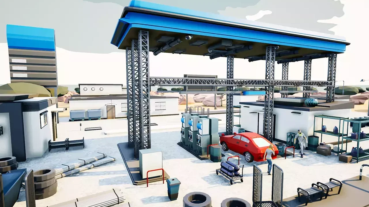 Low Poly Gas Station Set