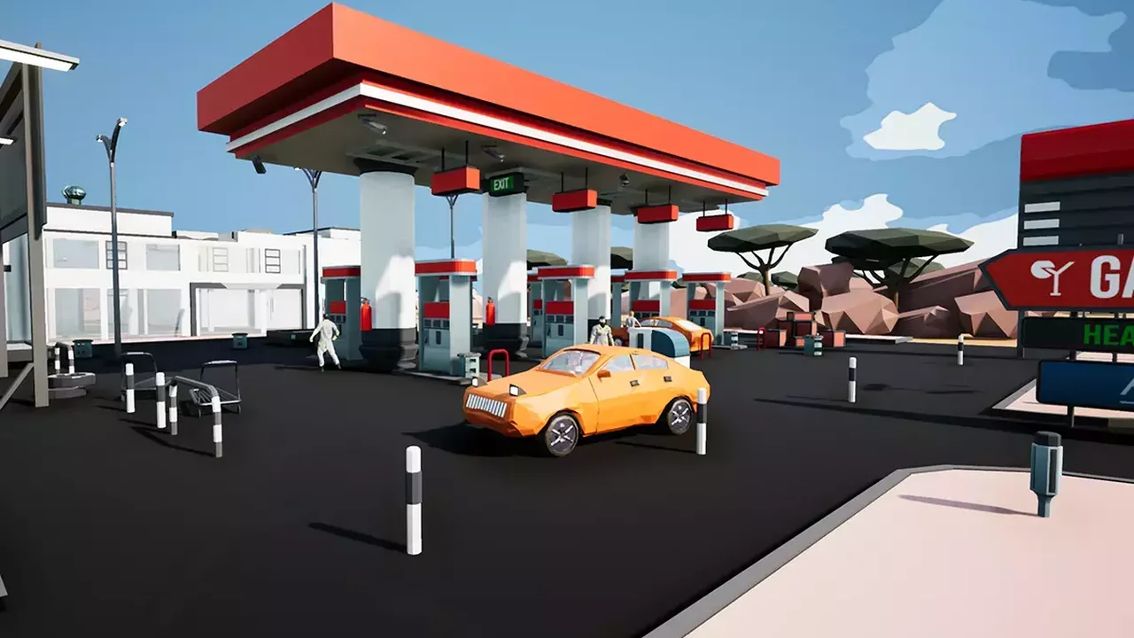 Low Poly Gas Station Set