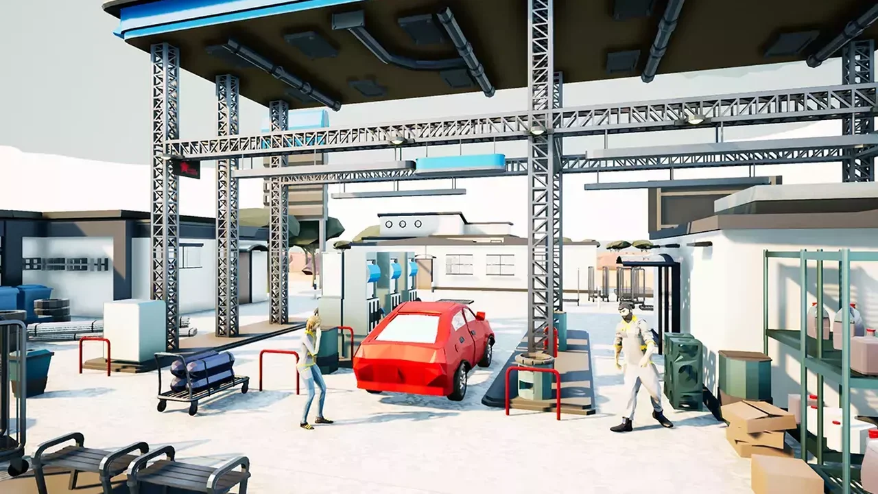 Low Poly Gas Station Set