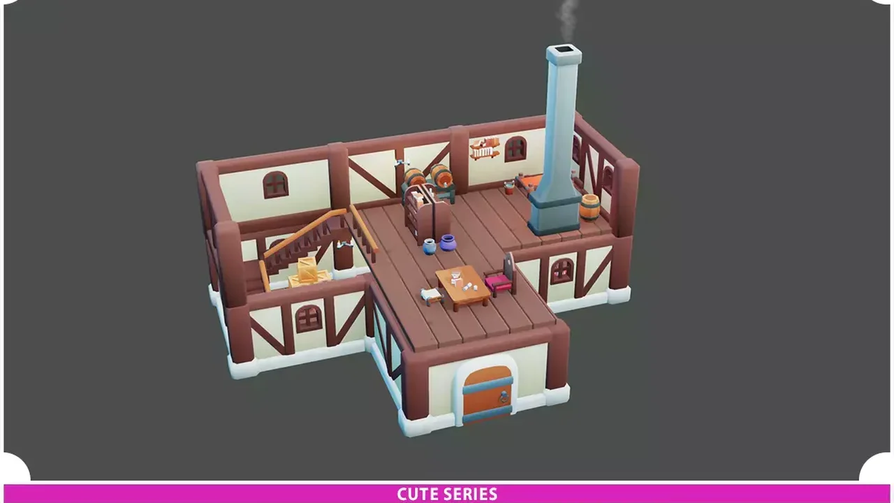 Modular Medieval Houses and Props Pack Cute Series