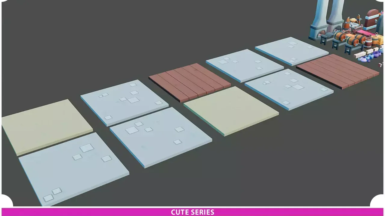 Modular Medieval Houses and Props Pack Cute Series