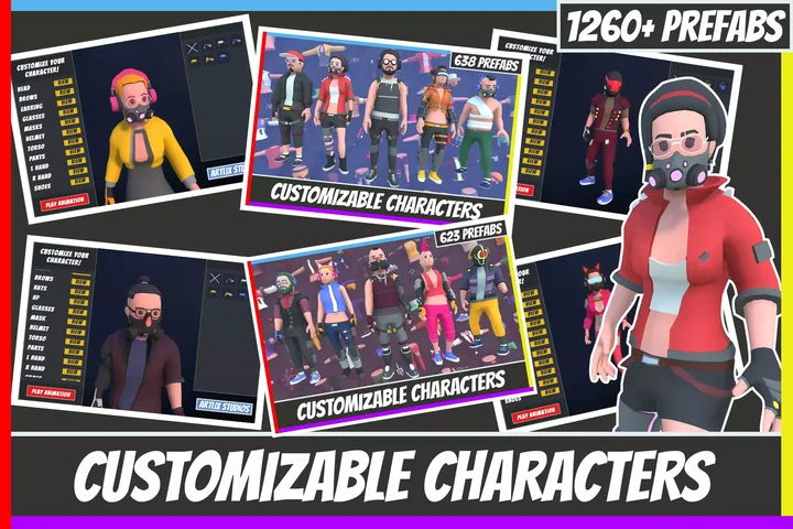 Customizable 3D Cyberpunk Characters