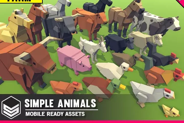 Simple Farm Animals - Cartoon Assets